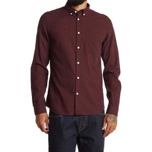 NN07 Nationality Sixten Solid Sport Shirt  Long Sleeve Oxblood Red Size Large